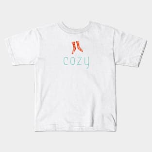 Merry Christmas Cozy with Knitted Socks Kids T-Shirt